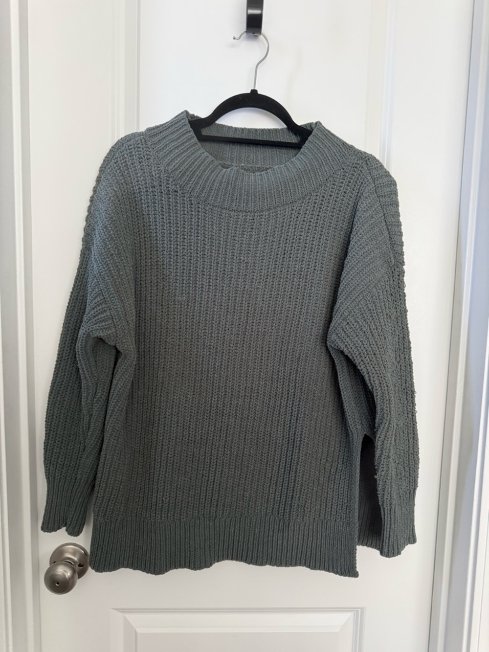 aerie Chunky Crewneck Sweater - Gray-Green